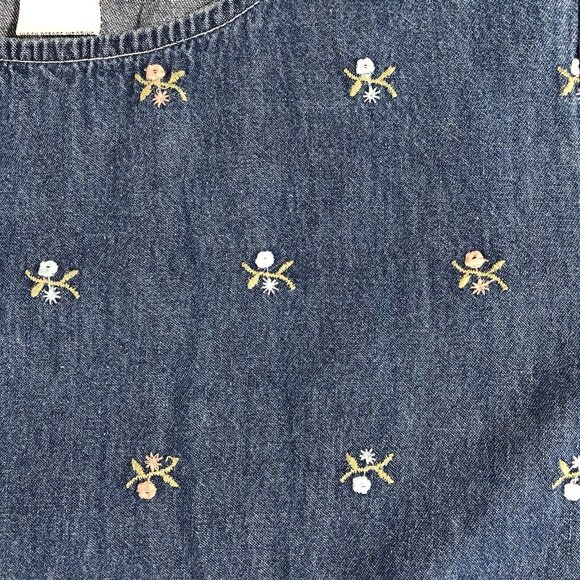 Vtg Denim Floral Peasant Modest Cottagecore 90s Mom Teacher Sz 8 - Picture 7 of 8